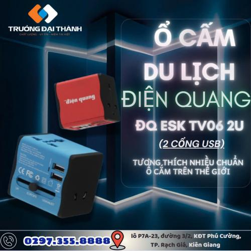 Ổ cắm du lịch Điện Quang ĐQ ESK TV06 2U ( 2 cổng USB )