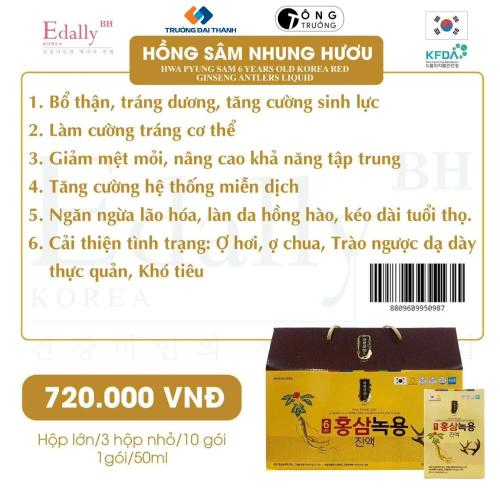 Nước Hồng Sâm Nhung Hươu Edally