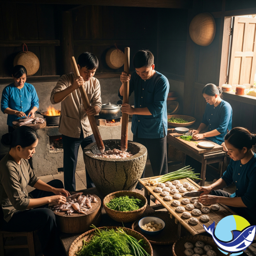 Quy trình sản xuất chả mực Hạ Long giã tay truyền thống