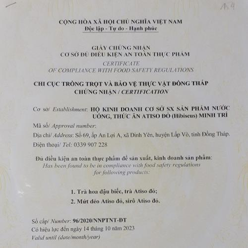 Xác Nhận Cơ Sở Sản Xuất An Toàn Vệ Sinh Thực Phẩm Minh Trí