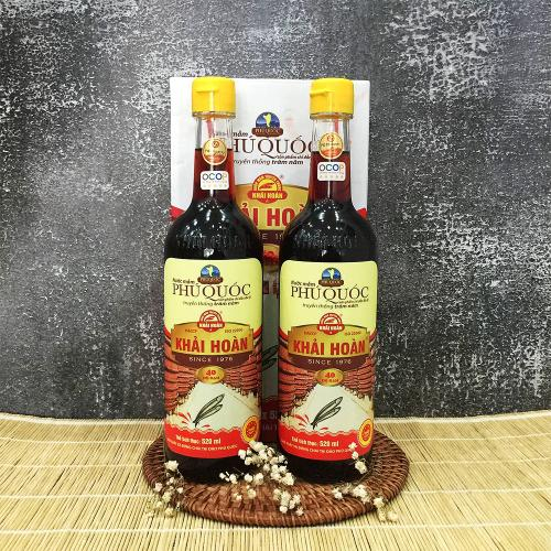 Nước Mắm Truyền Thống CDĐL Phú Quốc Khải Hoàn 43N - Chai 520ml - 2 Chai/ Hộp